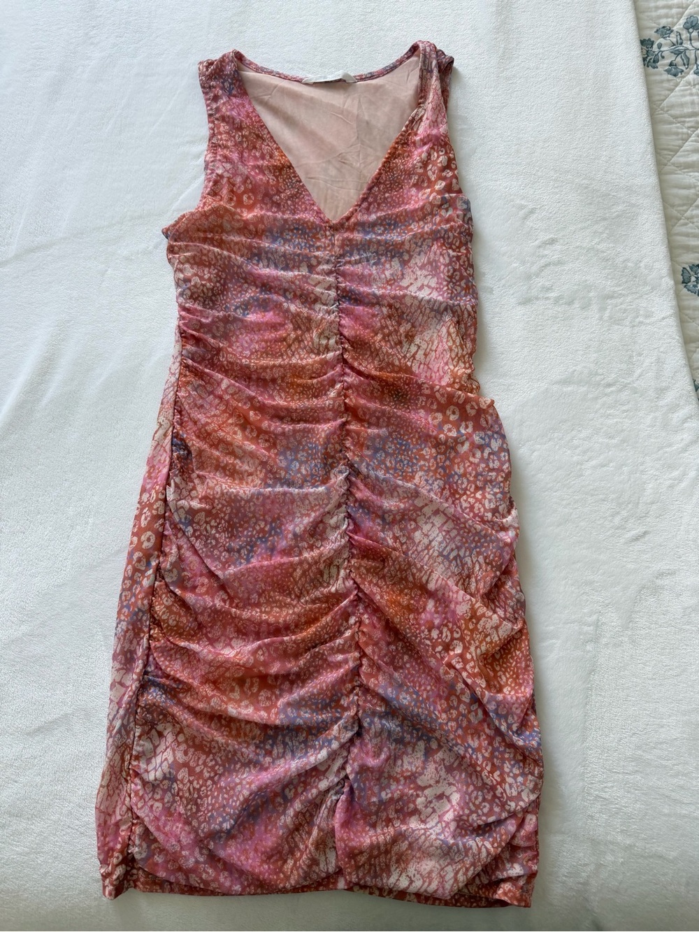 BB Dakota Pink Ruched V-Neck Midi Dress size medium